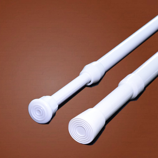 Bară de baie metalică, telescopică, reglabilă, montaj fără găuri, pentru perdele de duș