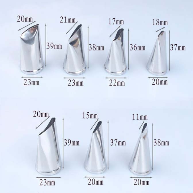 JR 7 darabos tortadíszítő cső készlet, 304 rozsdamentes acélból, tortasütéshez