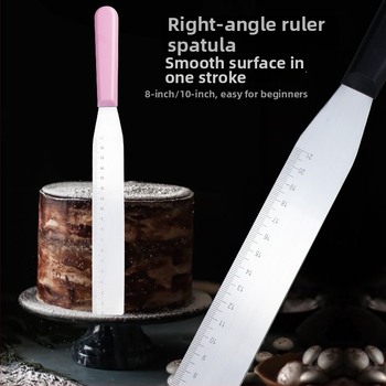 Pravouhlá špachtľa so stupnicou na zdobenie tort, z nehrdzavejúcej ocele