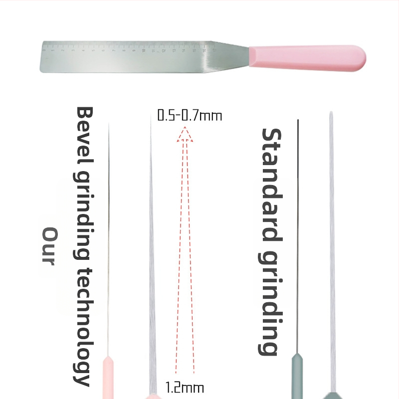 Pravouhlá špachtľa so stupnicou na zdobenie tort, z nehrdzavejúcej ocele