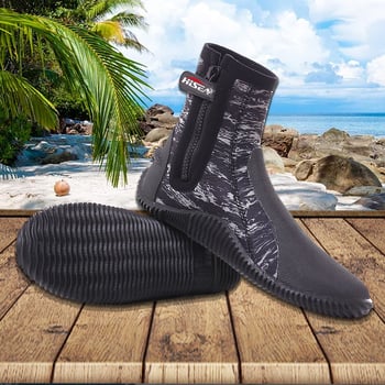 Παπούτσια κατάδυσης 5 mm, υψηλό πάνω μέρος, unisex, καουτσούκ σόλα, αντιολισθητικά