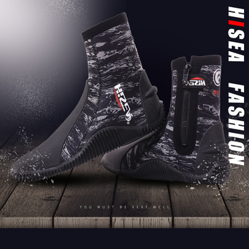 Παπούτσια κατάδυσης 5 mm, υψηλό πάνω μέρος, unisex, καουτσούκ σόλα, αντιολισθητικά