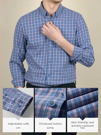 Muška košulja od Tencel Lyocell i pamuka, zelena karirana, ležerni stil, s ovratnikom na kopču