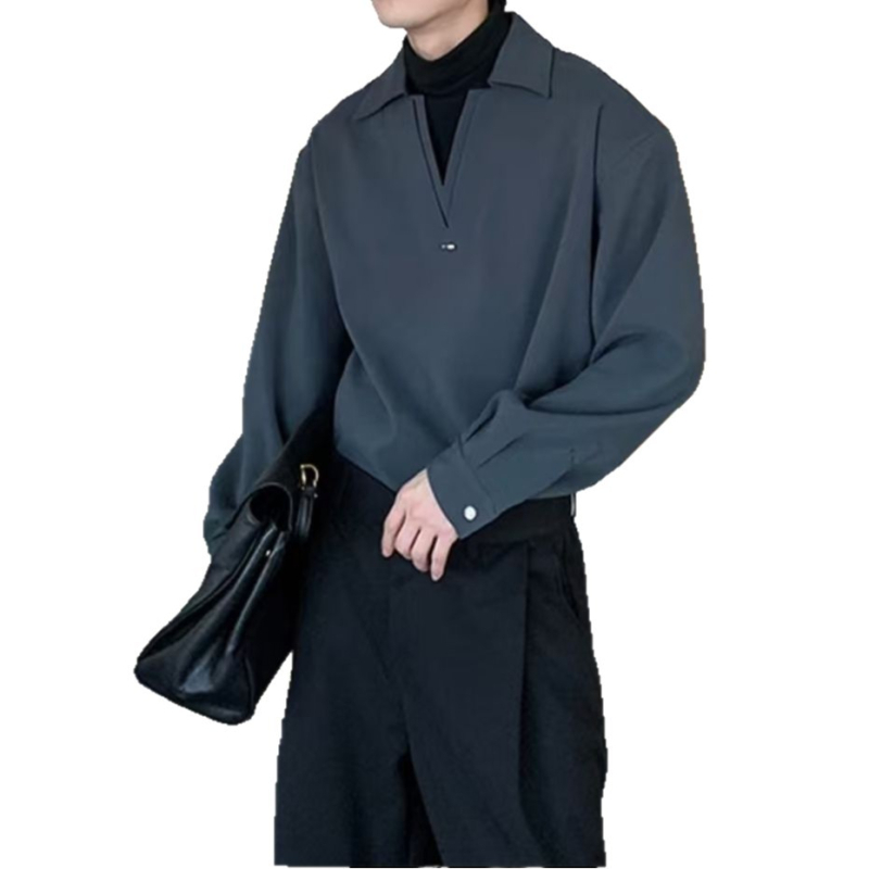 Košula Beijiang Wolf s patchworkom i izvezenim detaljima, muška ležerna kroj, rayon, kvadratni ovratnik, dugi rukavi