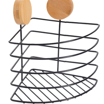 Nordic stílusú vasból készült sarok fürdőszobai polc, falra szerelhető, háromszög alakú, 1 polc, teherbírás 1–5 kg