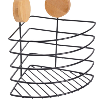 Nordic stílusú vasból készült sarok fürdőszobai polc, falra szerelhető, háromszög alakú, 1 polc, teherbírás 1–5 kg