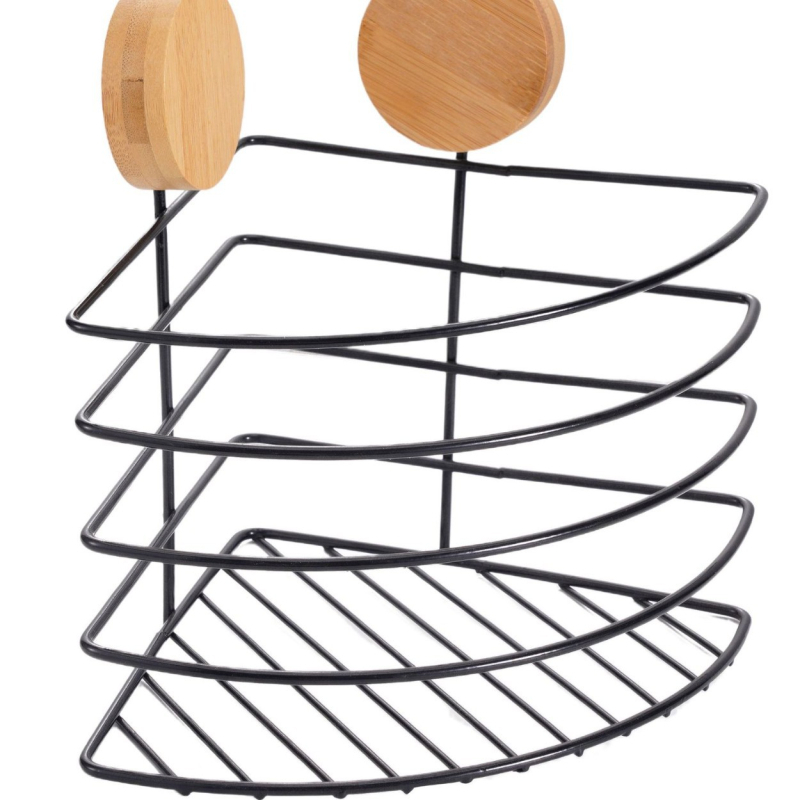 Nordic stílusú vasból készült sarok fürdőszobai polc, falra szerelhető, háromszög alakú, 1 polc, teherbírás 1–5 kg