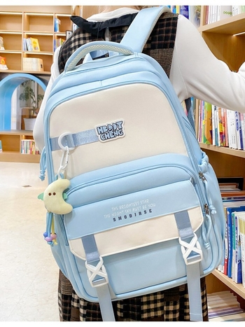 Školska torba od najlona, prozračni dizajn, gradski minimalistički stil, zakrivljeni naramenici, podstava od poliestera