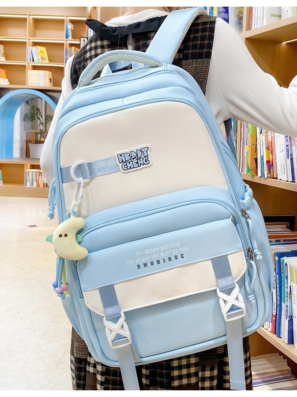 Školska torba od najlona, prozračni dizajn, gradski minimalistički stil, zakrivljeni naramenici, podstava od poliestera