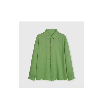 Muška košulja s reverom, od lanene tkanine, opuštenog kroja, dugih rukava, casual stil