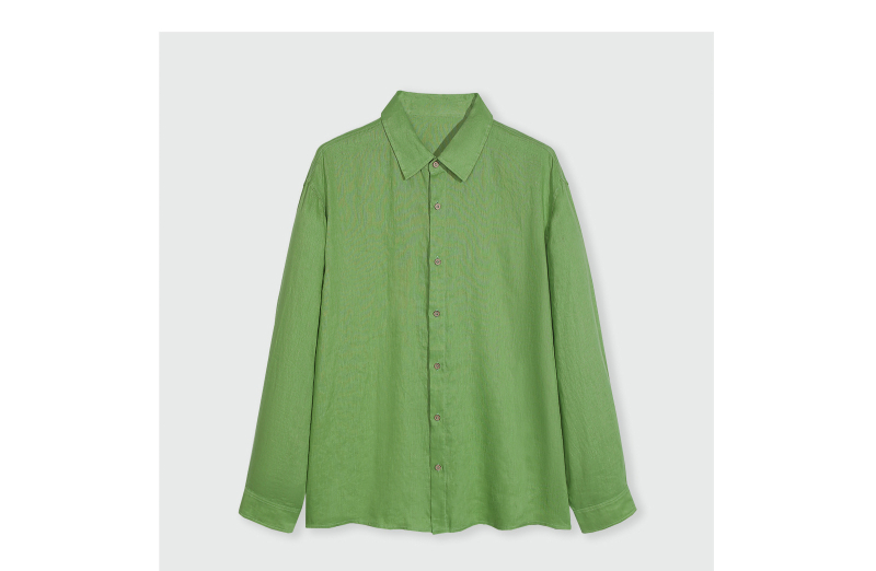 Muška košulja s reverom, od lanene tkanine, opuštenog kroja, dugih rukava, casual stil