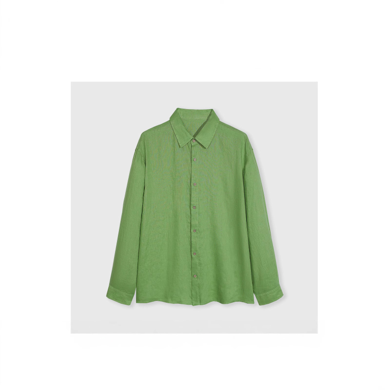 Muška košulja s reverom, od lanene tkanine, opuštenog kroja, dugih rukava, casual stil