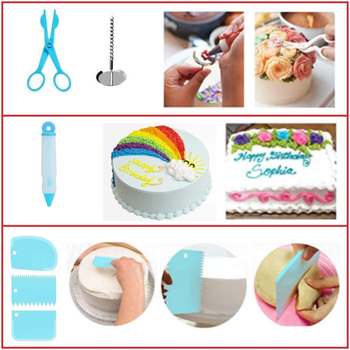 125 darabos cukrásznyomócső készlet fűlevél mintázó fejjel – tortadíszítéshez; anyagok: rozsdamentes acél, PP és szilikon