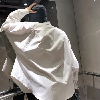 Férfi ing, hosszú ujjú, laza szabású, reveres gallér, Hongkong-stílusú kardigán, poliészter 95%