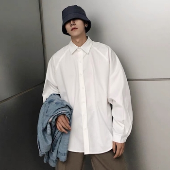 Férfi ing, hosszú ujjú, laza szabású, reveres gallér, Hongkong-stílusú kardigán, poliészter 95%