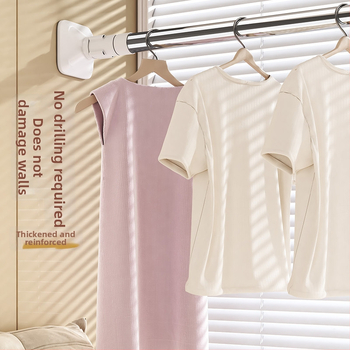 Bară telescopică pentru perdele, fără găuri – oțel, stil minimalist modern, pentru baie/dus, fereastră, ușă și garderobă