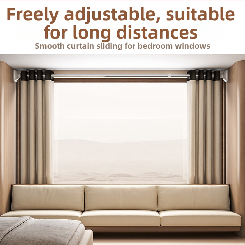 Bară telescopică pentru perdele, fără găuri – oțel, stil minimalist modern, pentru baie/dus, fereastră, ușă și garderobă