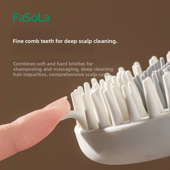 FaSoLa perie de șampon 2 în 1 pentru uz casnic — masaj, utilizare umedă/uscată, cap detașabil, material TPE