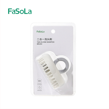 FaSoLa perie de șampon 2 în 1 pentru uz casnic — masaj, utilizare umedă/uscată, cap detașabil, material TPE
