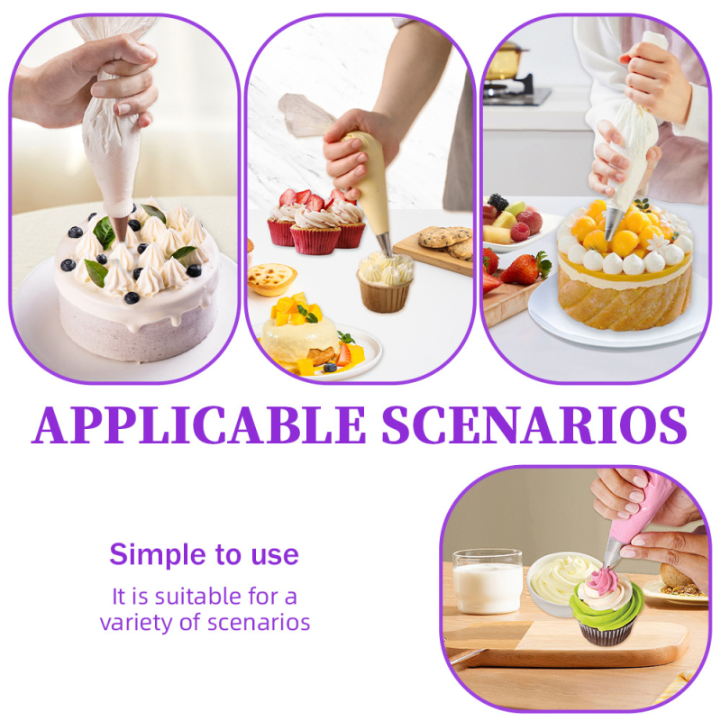 PE Díszítő tasak, élelmiszer-minőségű, egyszer használatos krémtöltő tasak süteményekhez, vastag nyílású