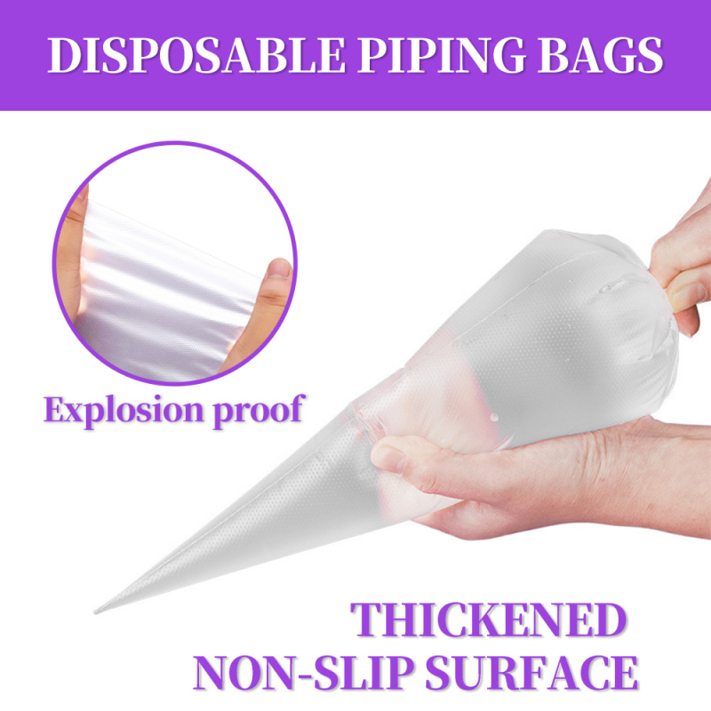 PE Díszítő tasak, élelmiszer-minőségű, egyszer használatos krémtöltő tasak süteményekhez, vastag nyílású