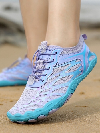 Υδάτινα Παπούτσια για Βαδίσματα σε Νερό με Ελαστική Ζώνη, Lycra Άνω Μέρος, Χαμηλό Ύψος και Αντιολισθητική Σόλα Καουτσούκ