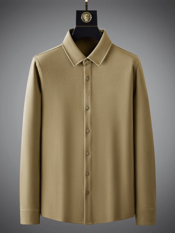 Cămașă brodată cu jacquard, mâneci lungi, 85% bumbac, 12% alte materiale, 3% elastan