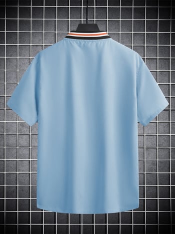 Cămașă din rayon cu mâneci scurte, fără guler, imprimeu cu broderie, croială lejeră