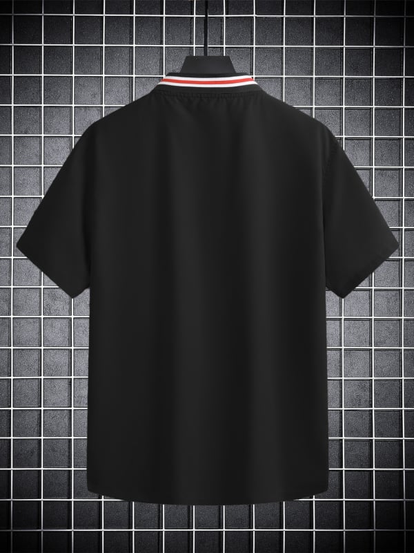 Cămașă din rayon cu mâneci scurte, fără guler, imprimeu cu broderie, croială lejeră