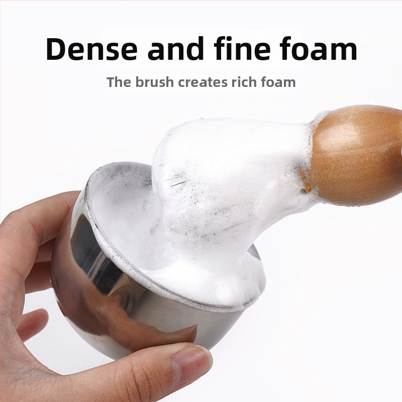 Set pensule de ras cu suport și bol - Oțel inoxidabil - Tanizaki