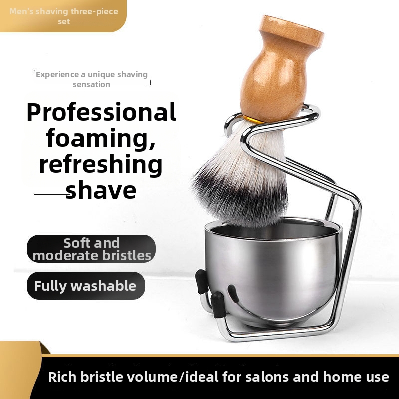 Set pensule de ras cu suport și bol - Oțel inoxidabil - Tanizaki