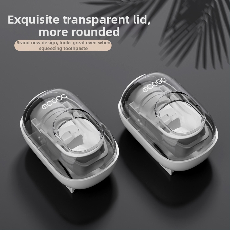 Dispenser automat de pastă de dinți Mcooc, montaj pe perete fără găuri, suport pentru periuțe, potrivit pentru întreaga familie
