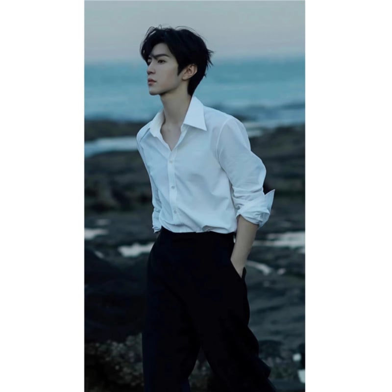 Cămașă - Croială slim, guler rever, mâneci lungi, amestec poliester 96%+.