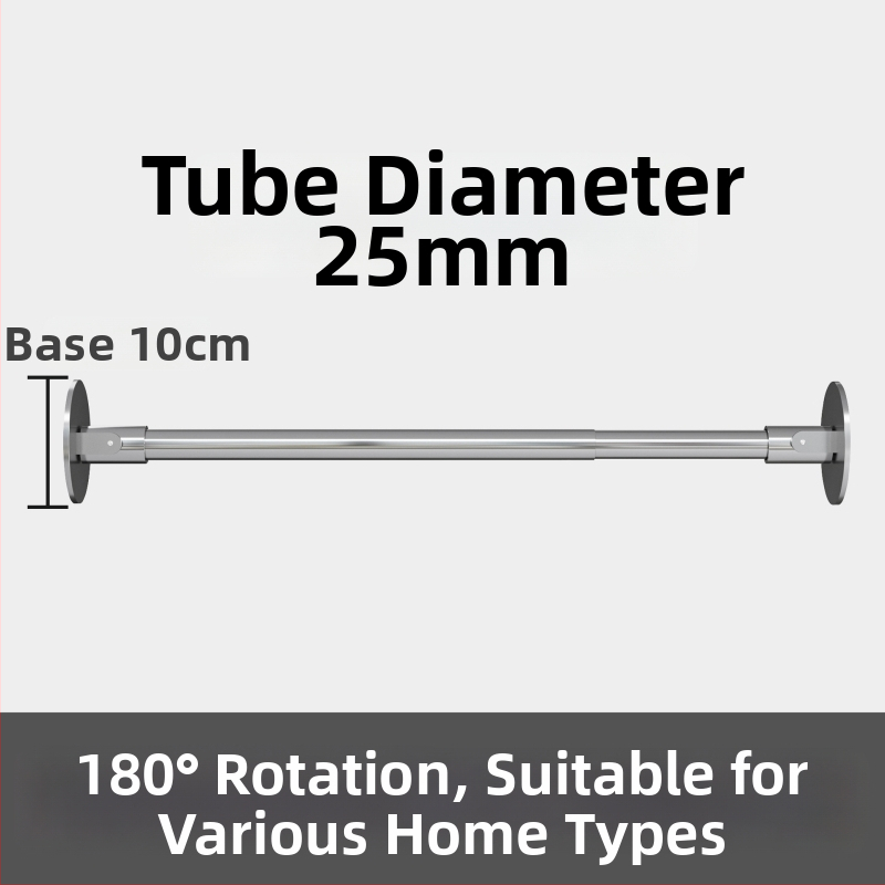 Bară pentru perdea de duș, design unghiular universal, telescopică, fără găuri, din oțel carbon