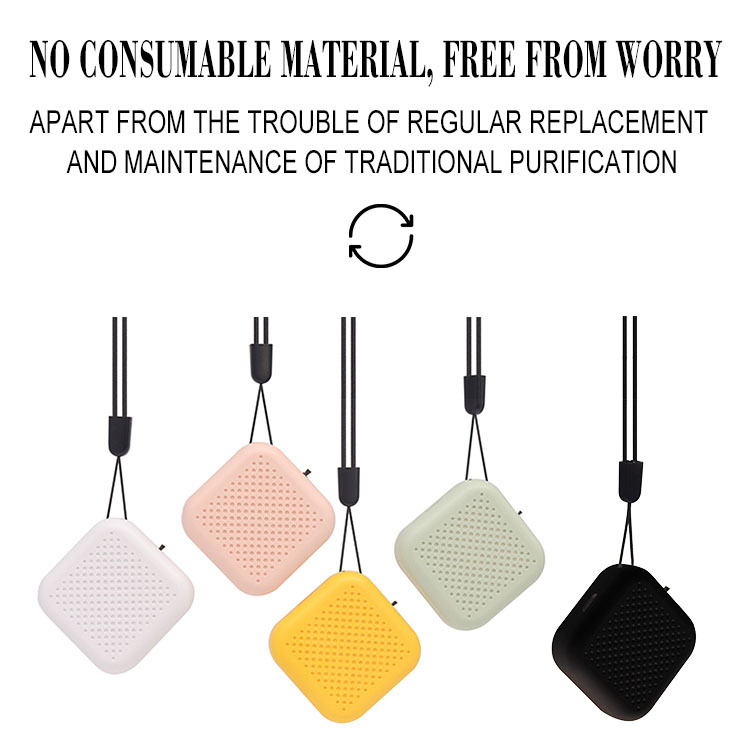 Purificator de aer portabil stil colier, cu ioni negativi, eliminare mirosuri, 50 m3/h, alimentare USB, potrivit pentru spații până la 10 m²