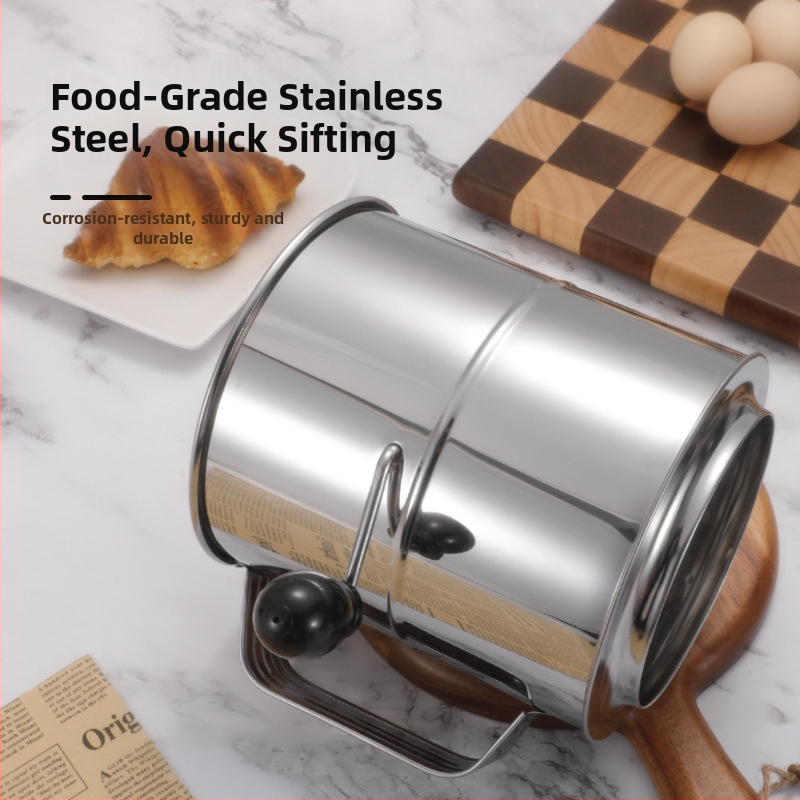 Sită de făină din oțel inoxidabil – cu plasă, pentru cofetărie casnică, design minimalist modern