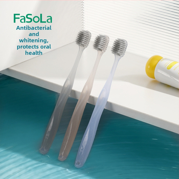 FaSoLa periuță de dinți în stil japonez, cu ioni de argint, peri moi, set de 3 bucăți, materiale PP/PBT