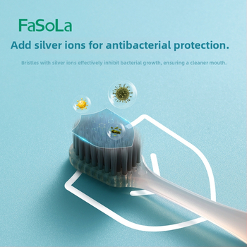 FaSoLa periuță de dinți în stil japonez, cu ioni de argint, peri moi, set de 3 bucăți, materiale PP/PBT