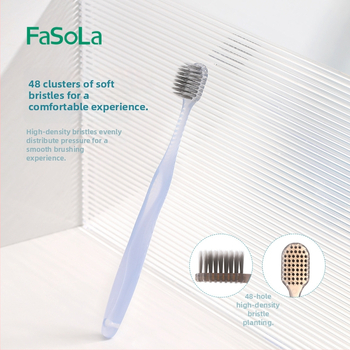 FaSoLa periuță de dinți în stil japonez, cu ioni de argint, peri moi, set de 3 bucăți, materiale PP/PBT