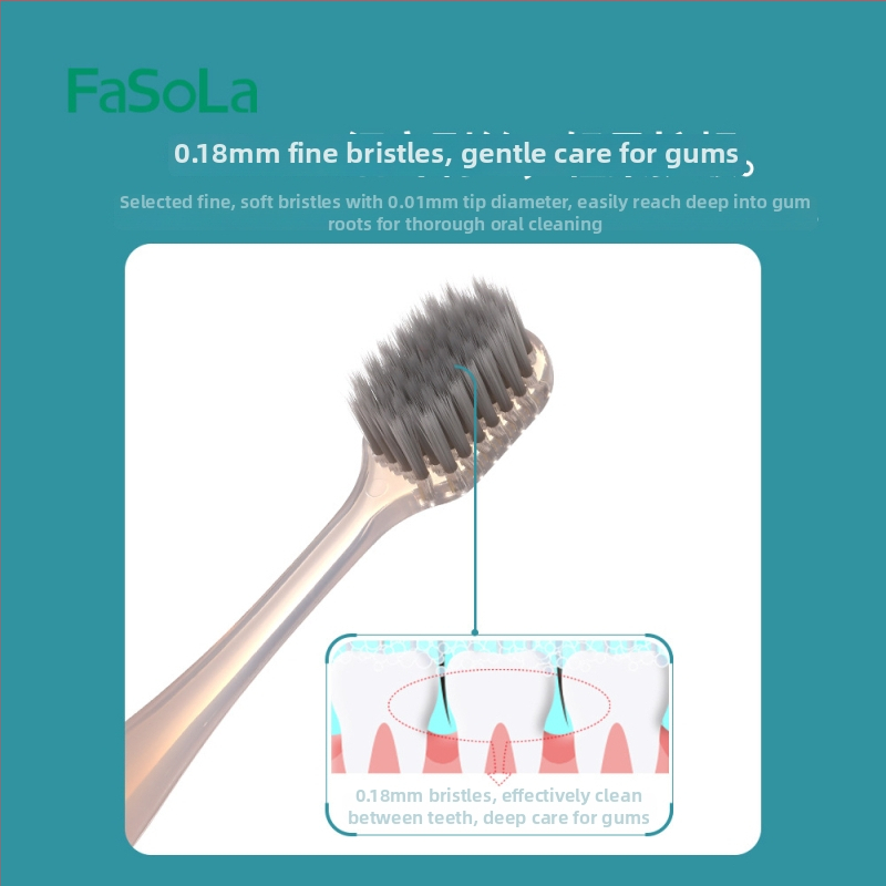 FaSoLa periuță de dinți în stil japonez, cu ioni de argint, peri moi, set de 3 bucăți, materiale PP/PBT