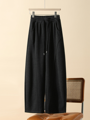 Női gyapjúkeverék nadrág fleece béléssel, magas derék, egyenes szabás, téli 2025, kis méretek számára