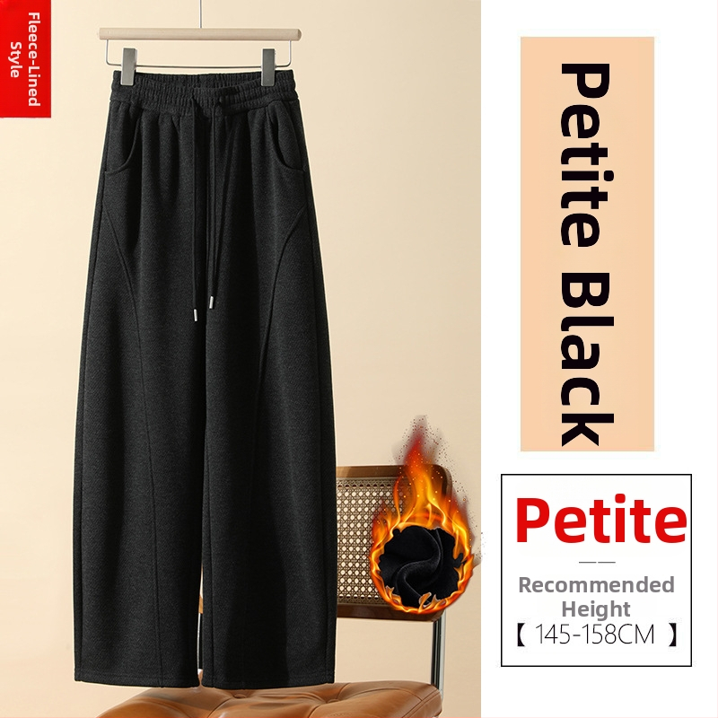Ženske pletene hlače od vunene smese, bijele, zimske, ravnog kroja, s fleec podstavom, za male veličine