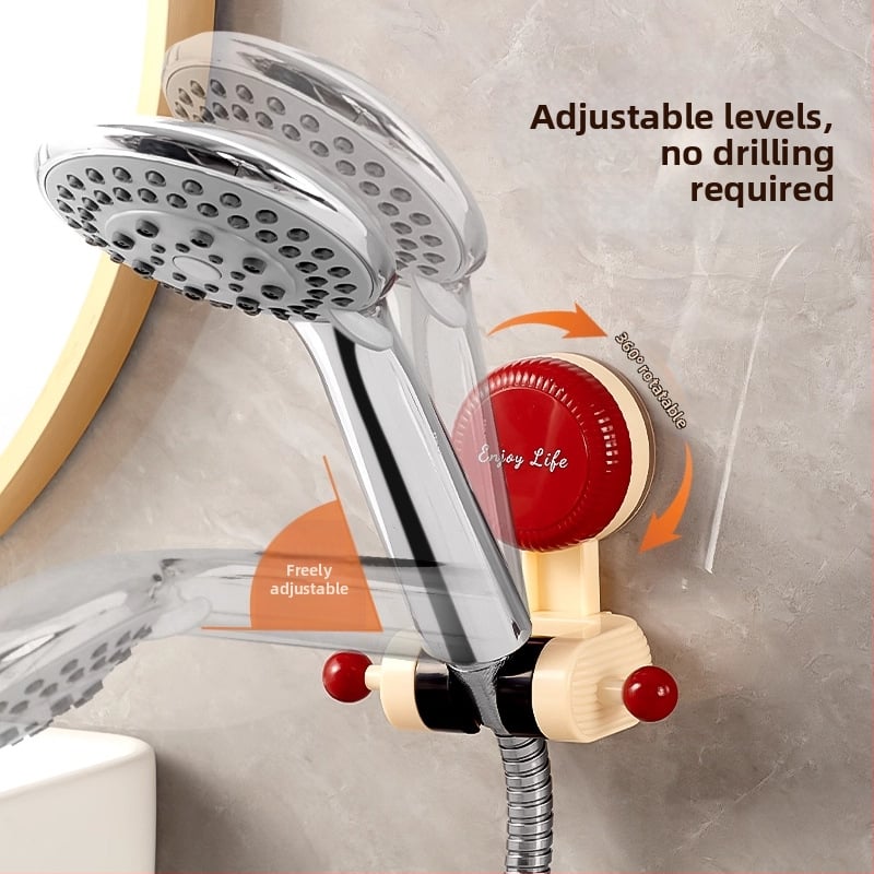 Állítható zuhanyfej tartó tapadókoronggal – otthoni fürdőszoba, műanyag, fúrás nélkül