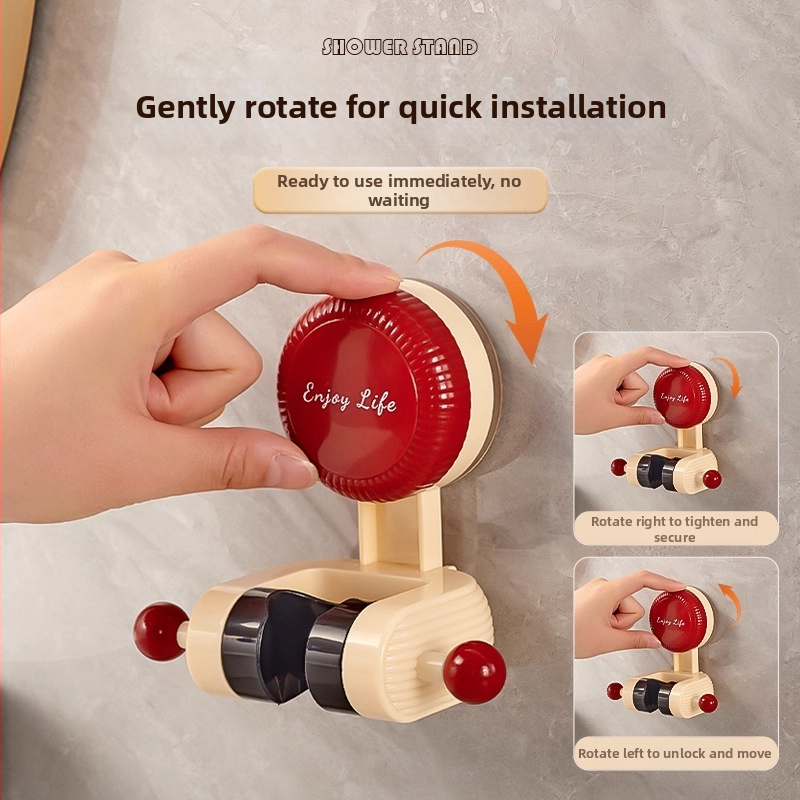 Állítható zuhanyfej tartó tapadókoronggal – otthoni fürdőszoba, műanyag, fúrás nélkül