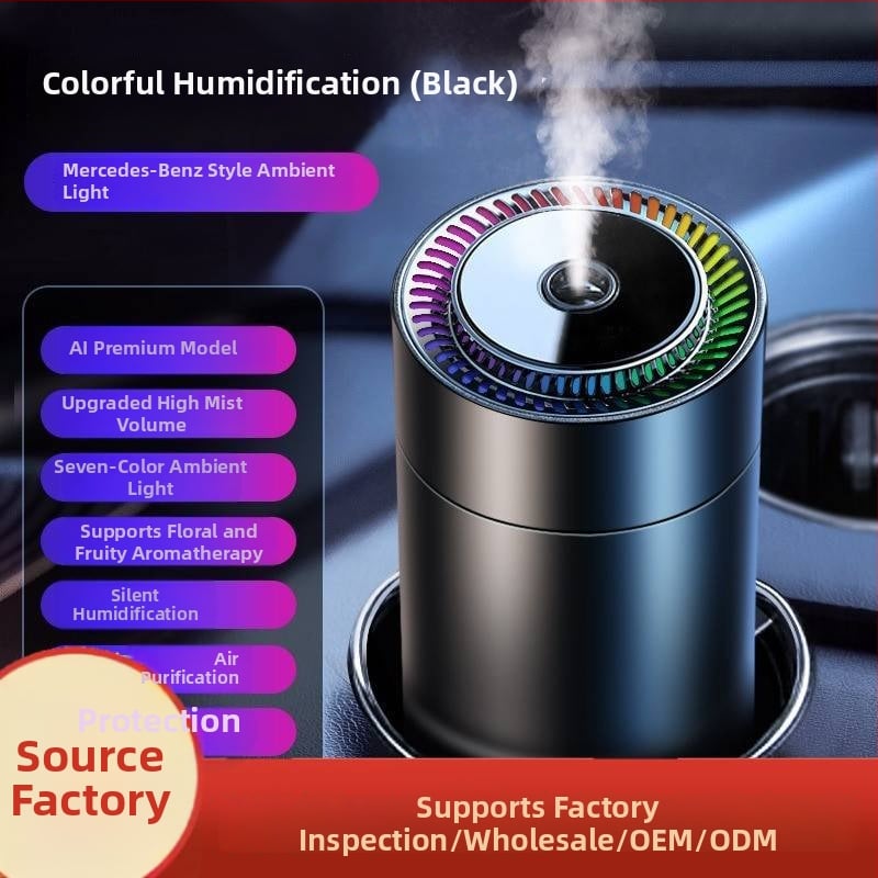 Umidificator inteligent pentru mașină, difuzor de arome cu lumină ambientală în 7 culori, alimentare USB, purificator de aer pentru interiorul auto | Model W301 • Rezervor apă <0,5 L • Ieșire ceață 1 • Alimentare USB • Temporizator 2-8 ore