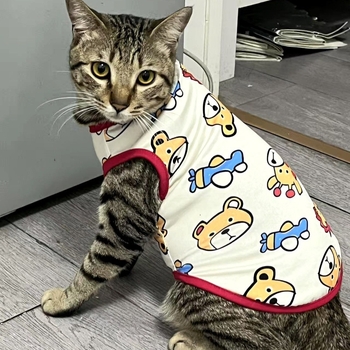 Vesta pentru animale de companie din poliester, stil Cartoon, anti-cădere a părului, vară pentru pisicuțe