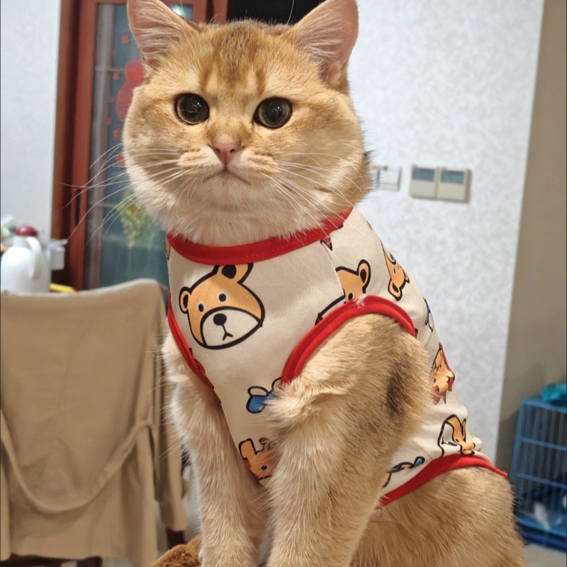 Vesta pentru animale de companie din poliester, stil Cartoon, anti-cădere a părului, vară pentru pisicuțe