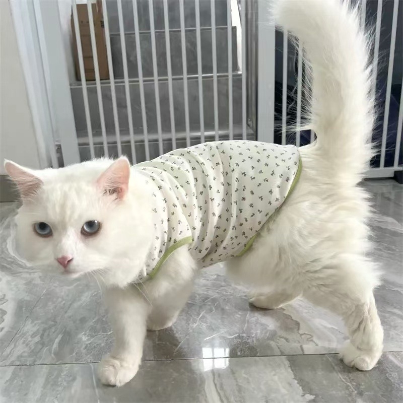 Vesta pentru animale de companie din poliester, stil Cartoon, anti-cădere a părului, vară pentru pisicuțe