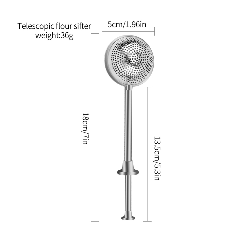 Dispersor de praf cu apăsare – sită pentru făină semi-deschisă, unelte de bucătărie pentru coacere, recipient sferic pentru zahăr pudră și condimente