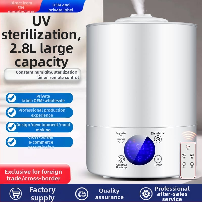 Umidificator cu ultrasunete, rezervor 2,6–4,0 L, acoperire 21–30 m², telecomandă, temporizator 2–8 ore